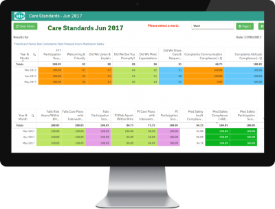 Qlik Sense Dashboard - Patient and Whānau Care Standards
